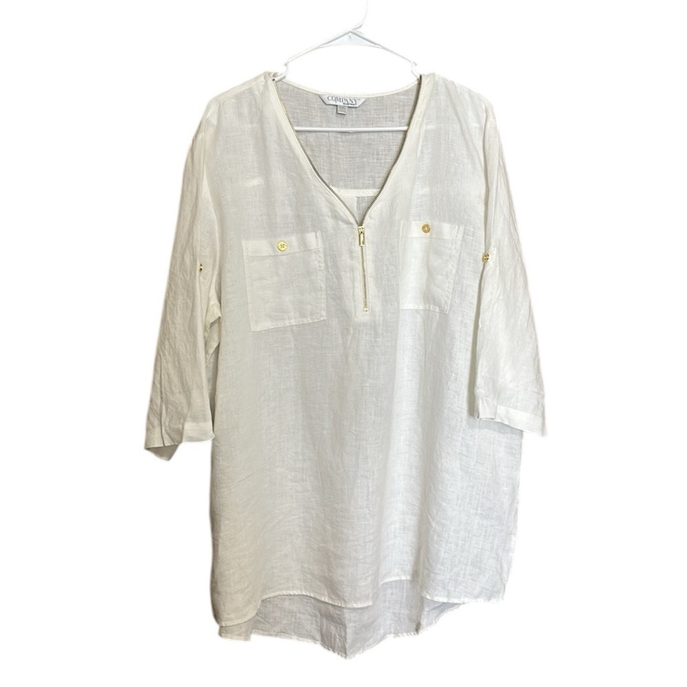 Ellen Tracy Roll up sleeve 100% Linen Shirt Color
Chalk XXL - Picture 3 of 10